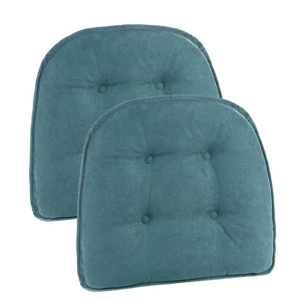 Gripper Non Slip 15 inch x 16 inch Faux Leather Tufted Chair Cushions, Set of 2, 414371-24A