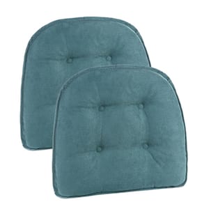 15 in. x 16 in. Gripper Non-Slip Twillo Marine Tufted Chair Cushions (Set of 2)