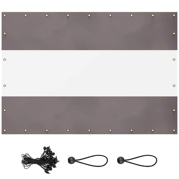 7 ft. H x 10 ft. W Outdoor Gray Winter 18 Oz Vinyl Waterproof Clear PVC Panel Curtain Heavy Duty Privacy Screen