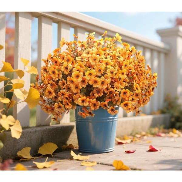 13.5 in. Fall Orange Yellow Indoor/Outdoor Artificial Daisy Flower