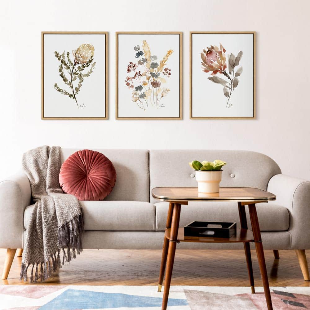 Wild King Protea Red and Orange Framed Canvas Art