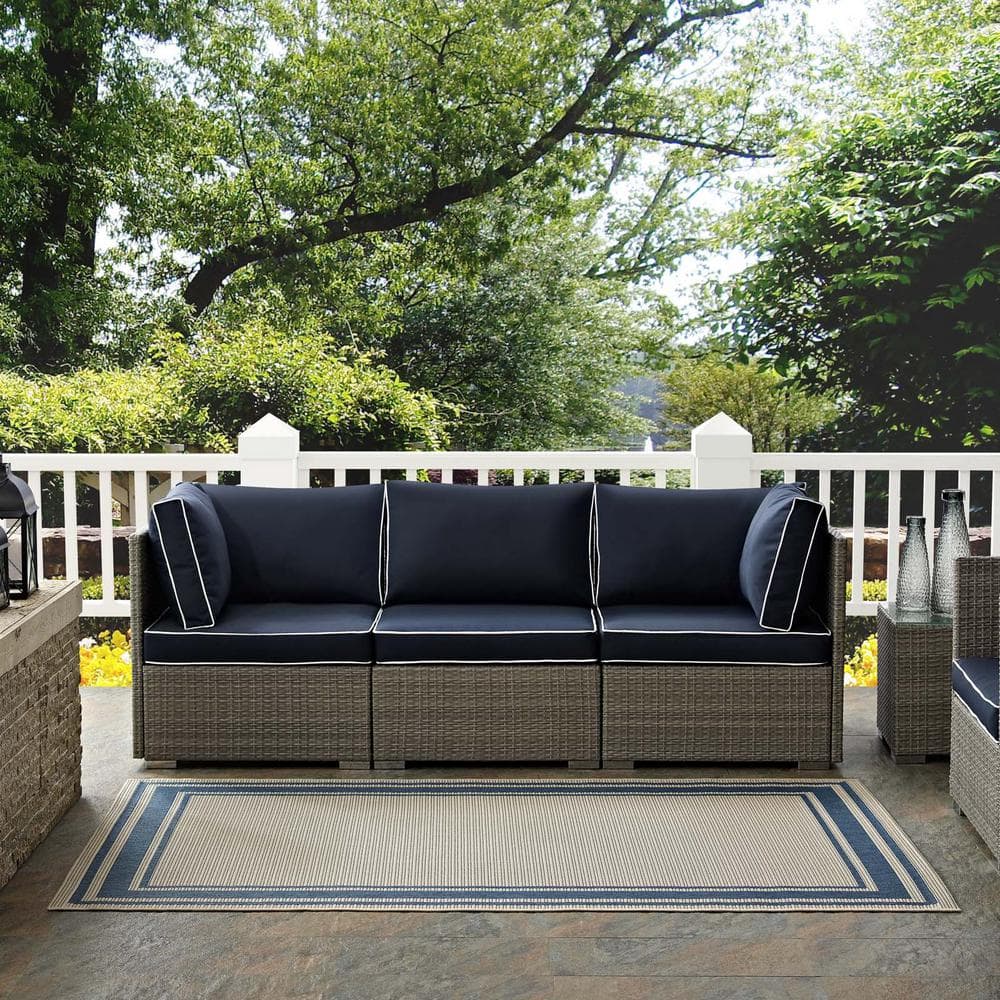 Modway Rim Blue and Beige 5'x8' Easy-Care Outdoor Area Rug