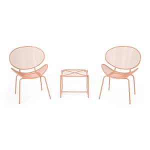 Elloree Matte Orange 3-Piece Metal Patio Conversation Seating Set