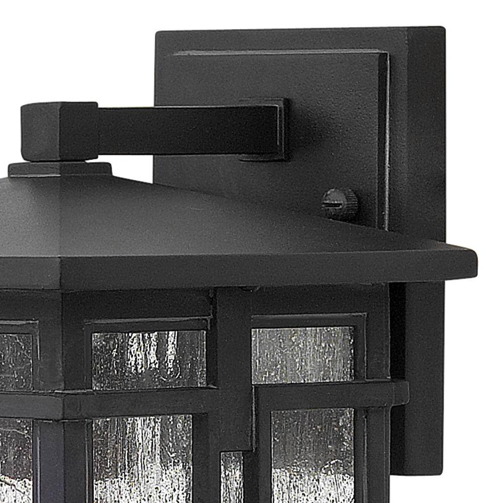 Tucker Museum Black Dimmable Outdoor Wall Sconce with Clear Seedy Glass