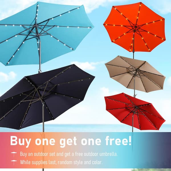 5-Piece Metal Outdoor Dining Set with Umbrella Hole, Breathable Textilene, Powder-Coated Steel, Random Umbrella