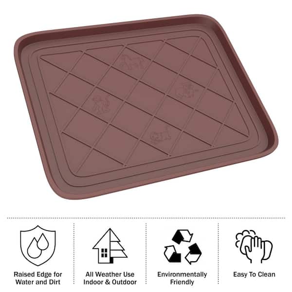 2-Pack All-Weather Boot Tray Set - Water-Resistant Plastic Utility Shoe Mat  for Indoor/Outdoor Use