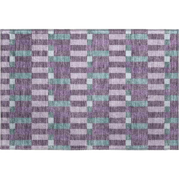 Mayfield Premium Machine Washable Abstract AMF2548 Plum 2 ft. x 3 ft. Accent Rug