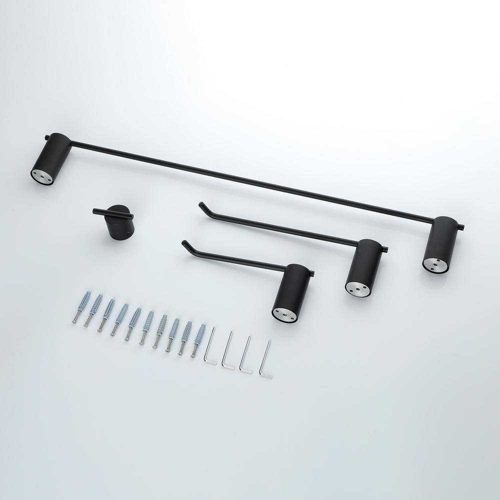 Matte Black Stainless Steel 4-Piece Bathroom Hardware Set