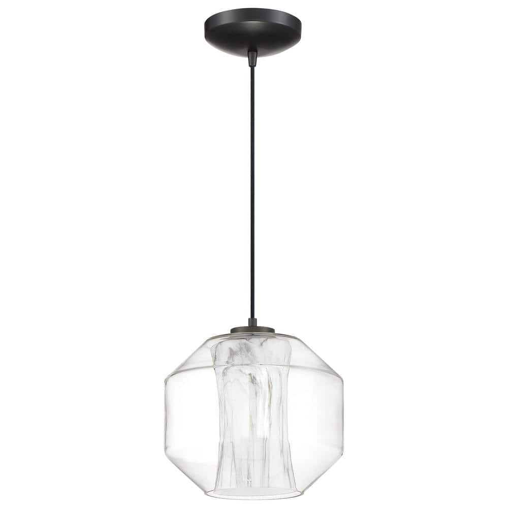 I-Biza Black LED Globe Pendant with White Marble Glass