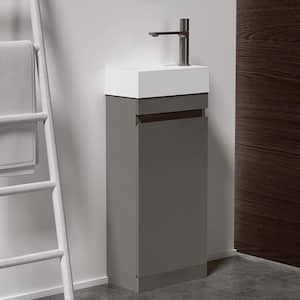 15.7 in. W x 8.7 in. D x 36.6 in. H 1-Sink Freestanding Bath Vanity in Space Grey with 1-Piece White Solid Surface Top