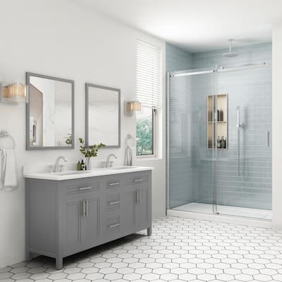 60 Inch Vanities - Gray - Bathroom Vanities With Tops - Bathroom ...