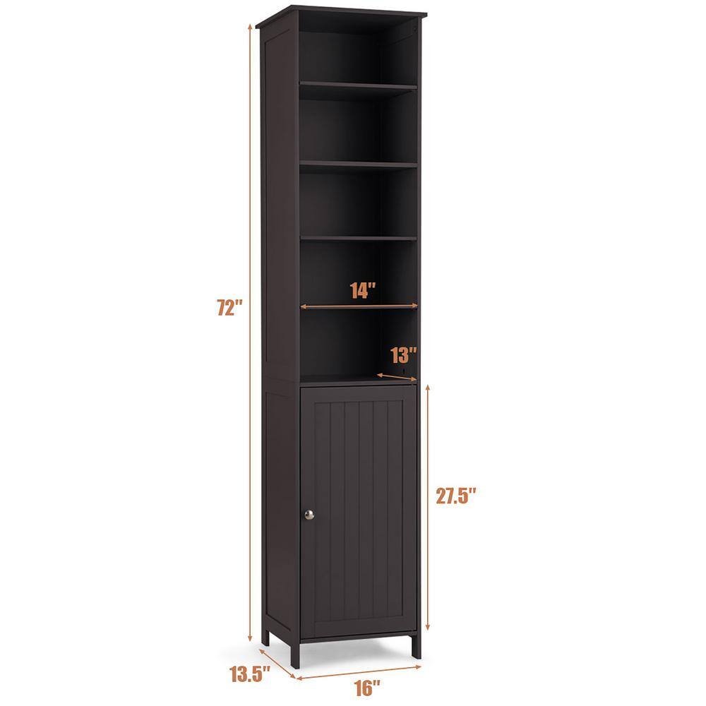 Compact 72'' Brown Free-Standing Bathroom Storage Cabinet with Adjustable Shelves