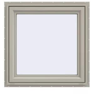 29.5 in. x 29.5 in. V-4500 Series Desert Sand Vinyl Left-Handed Casement Window with Fiberglass Mesh Screen
