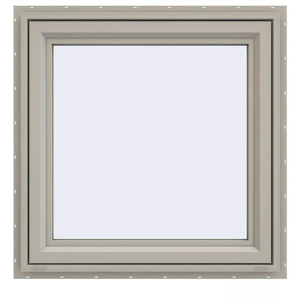 JELD-WEN 29.5 in. x 29.5 in. V-4500 Series Desert Sand Vinyl Left-Handed Casement Window with Fiberglass Mesh Screen