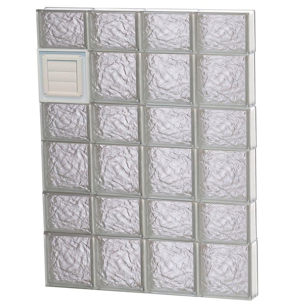 Clearly Secure 31 in. x 40.5 in. x 3.125 in. Frameless Ice Pattern Glass Block Window with Dryer Vent