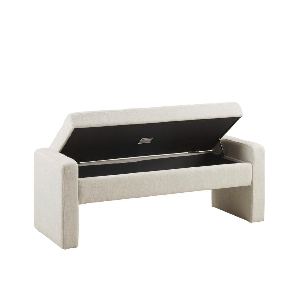 Gillian Cream Upholstered Storage Bench with Flip Top