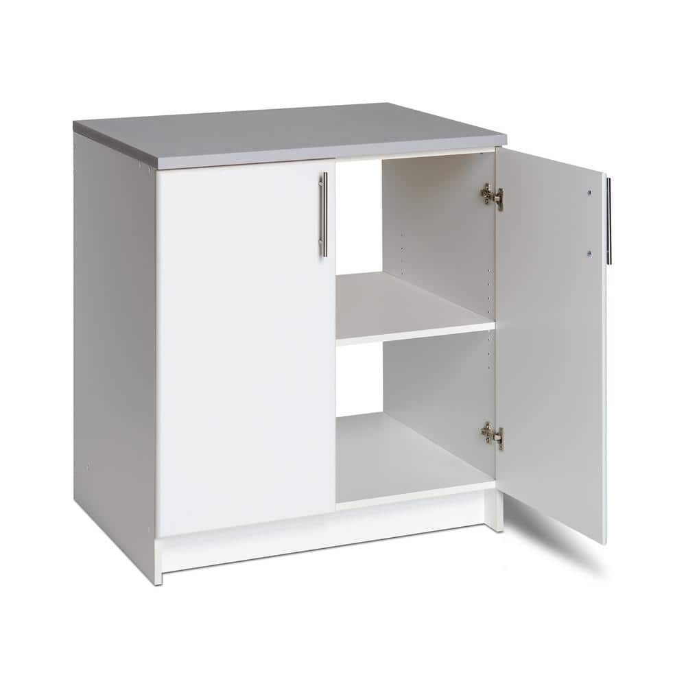 White Composite Freestanding Office Cupboard with Adjustable Shelving