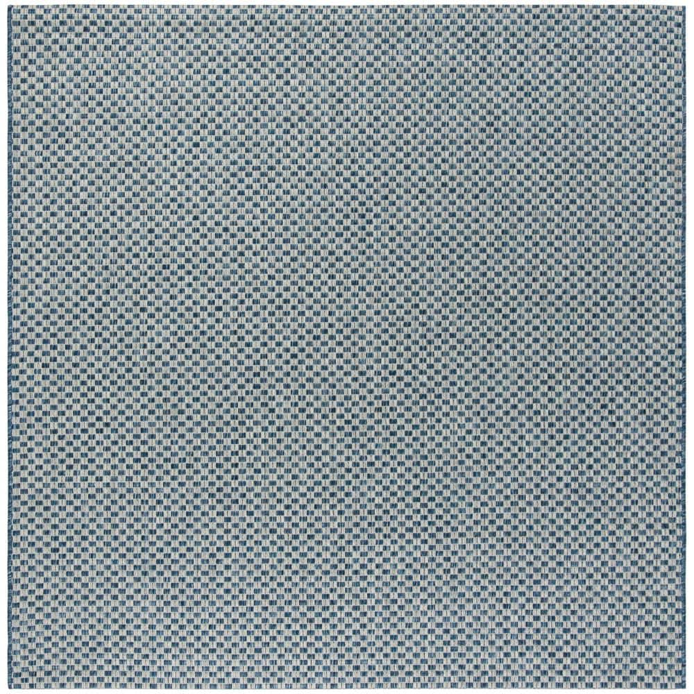 Safavieh Blue and Light Grey Square Outdoor Area Rug