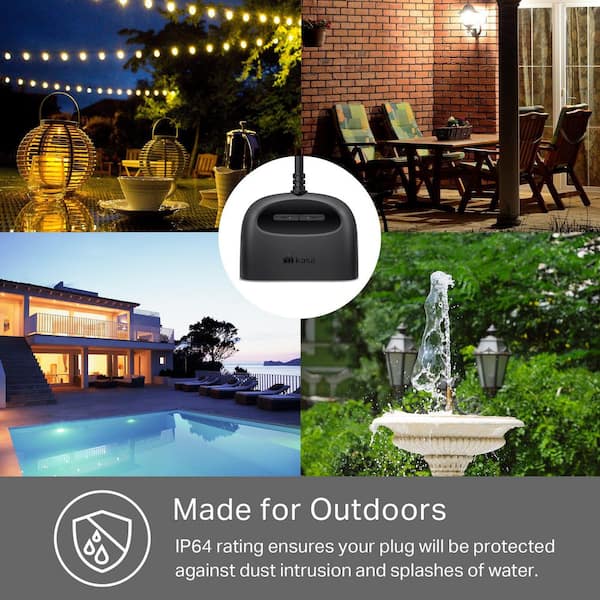 Kasa Outdoor Smart Plug, Smart Home Wi-Fi Outlet Timer, Max Load 15A/1875W,  IP64 Weather Resistance, Compatible with Alexa, Google Home & SmartThings