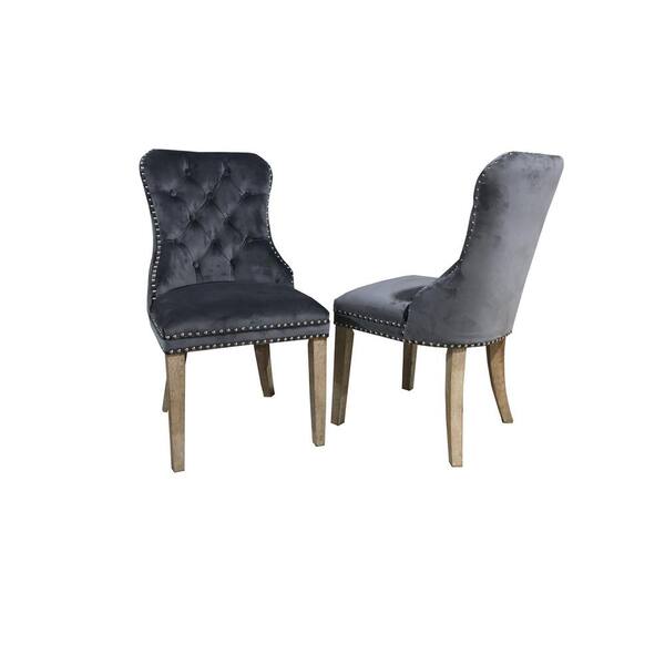 Boyel Living Gray Tufted Armless Upholstered Dining Chair (Set of 2)