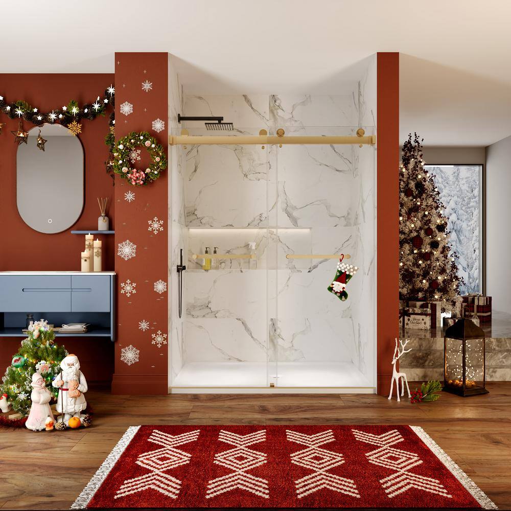Concord Gold Frameless Sliding Shower Door with Tempered Glass