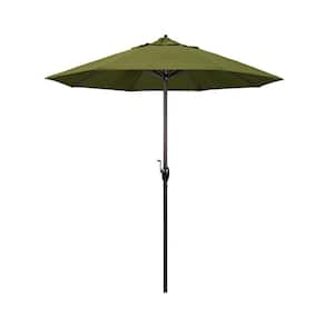 7.5 ft. Bronze Aluminum Market Auto-Tilt Crank Lift Patio Umbrella in Palm Pacifica