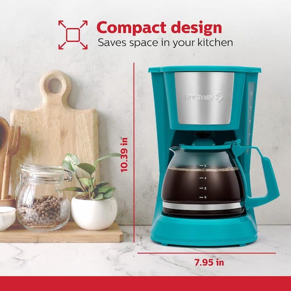 HOLSTEIN HOUSEWARES Everyday 5-Cup Teal Coffee Maker HH-0914701E