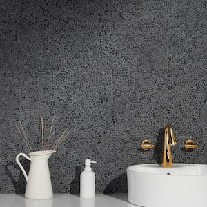 Countryside Micropebbles 11.81 in. x 11.81 in. Black Lava Floor and Wall Mosaic (0.97 sq. ft. / sheet)