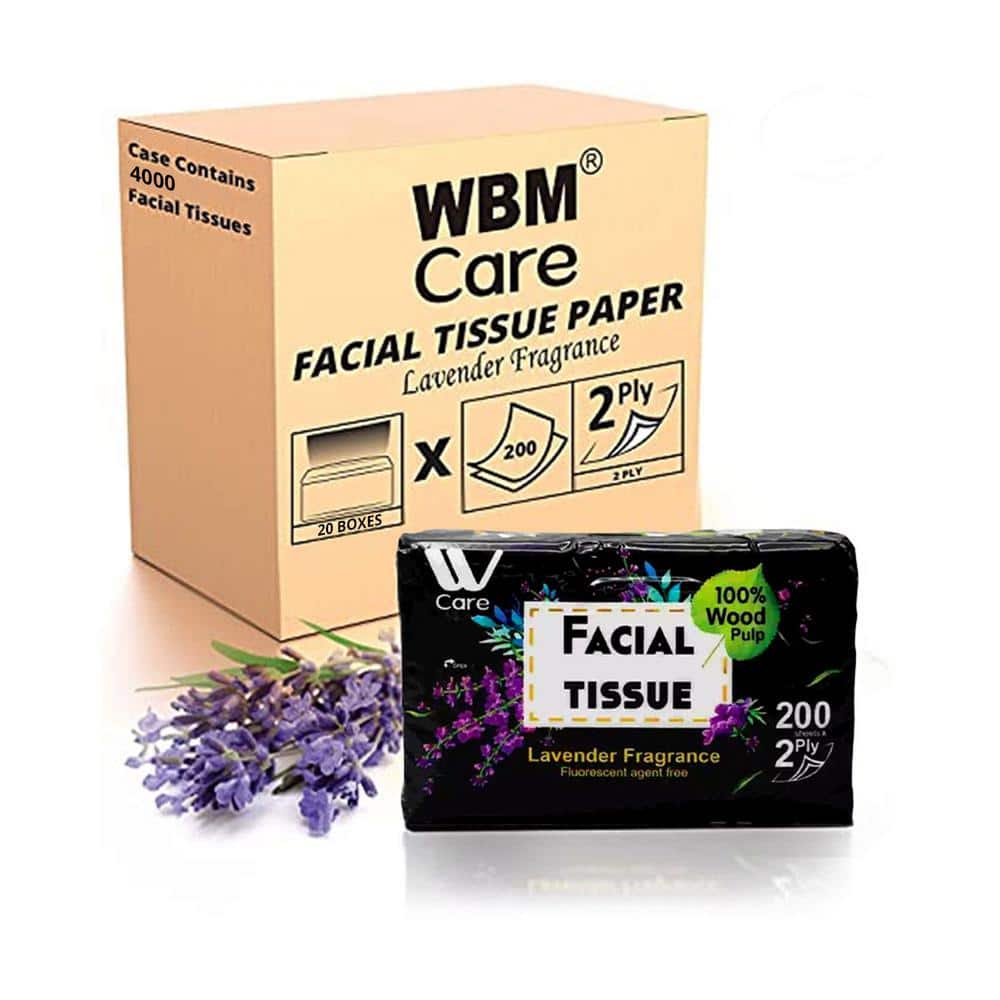 White Facial Tissues Purple Box