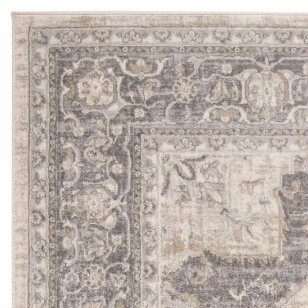 Gray Hand-Knotted Synthetic Square Area Rug