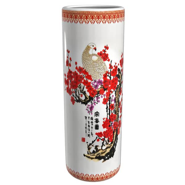 Oriental Furniture 23.5 in. Porcelain Decorative Vase in White