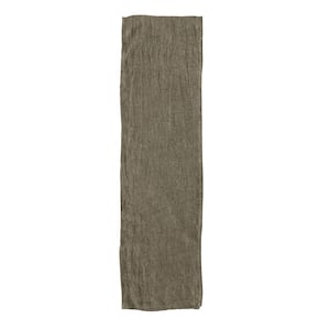 14 in. W x 108 in. L Olive Green Solid Stonewashed Linen Table Runner