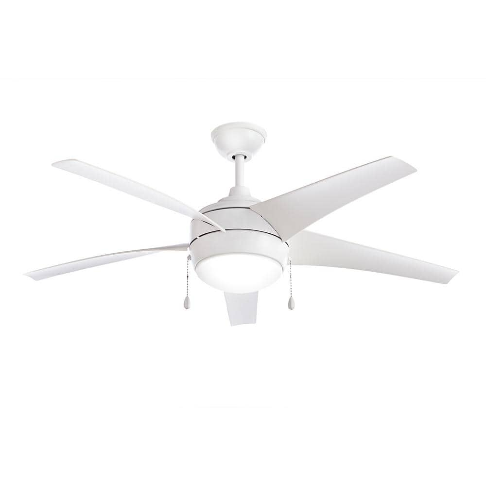 Windward IV 52 in. Indoor authentic LED Matte White Ceiling Fan with Dimmable Light Kit, R