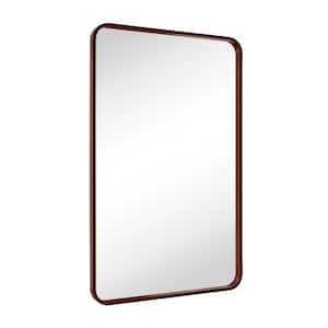 Yorkshire 30 in. W x 48 in. H Rounded Rectangular Wood Framed Wall Mounted Bathroom Vanity Mirror in Walnut