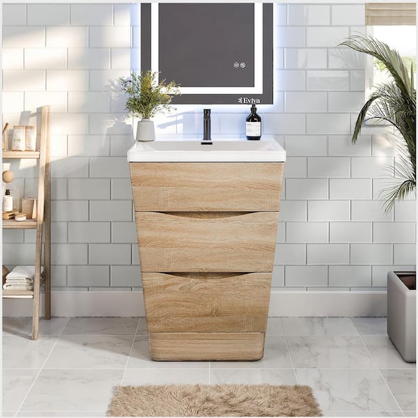 Eviva Victoria 25 in. W x 20 in. D x 34 in. H Bathroom Vanity in White with White Acrylic Top with White Integrated Sink
