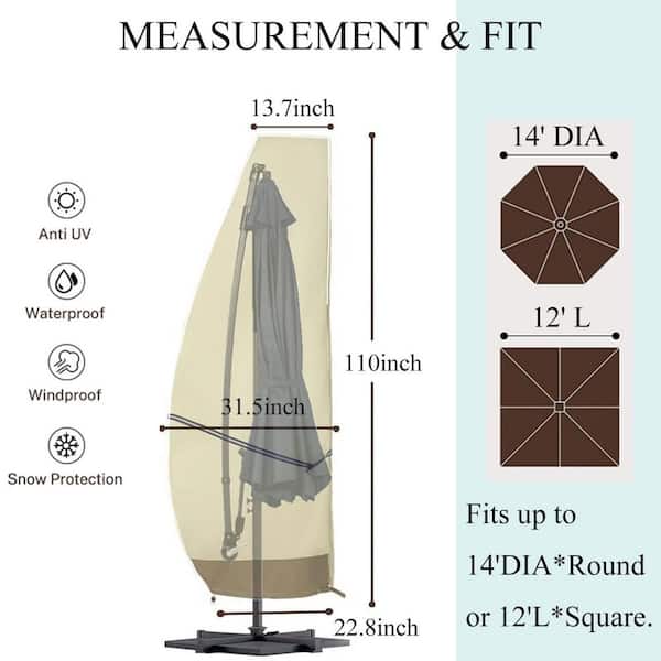 9' cantilever patio umbrella Paramondo Patio Umbrella, 9' X 12' Outdoor Cantilever Umbrella Offset Hanging Umbrella with 360-degree Rotation for Garden, Deck, Backyard, Pool and