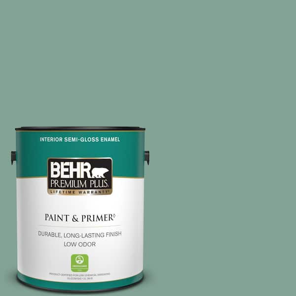 BEHR PREMIUM PLUS 1 gal. #470F-4 Aspen Aura Semi-Gloss Enamel Low Odor Interior Paint & Primer