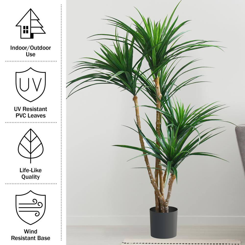 51" Green Tropical Yucana Artificial Tree in Black Plastic Pot
