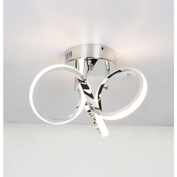 UMEILUCE Swirl 13 in. Modern Chrome Integrated LED Flush Mount Light for Hallway Foyer 3000K Warm Light