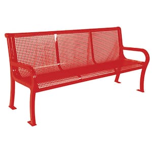 6 ft. Perforated Red Commercial Park Lexington Portable Bench with Back Surface Mount