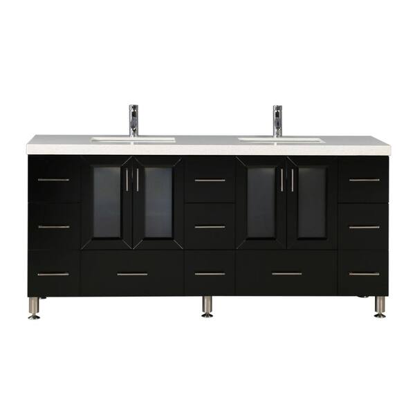Design Element Westfiled 72 in. W x 22 in. D Double Vanity in Espresso with Quartz Vanity Top in White with White Basin