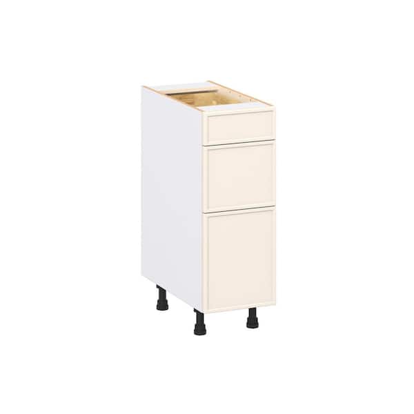 Fairview 12 in. Wx24 in. D x 34.5 in. H Assembled Slim Shaker Drawer Base Kitchen Cabinet in Washed Linen with 3-Drawers