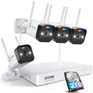 3MP 2K 8-Channel 2TB NVR Wireless Security Camera System with 4 Outdoor Wi-Fi IP Spotlight Cameras, 2-Way Audio