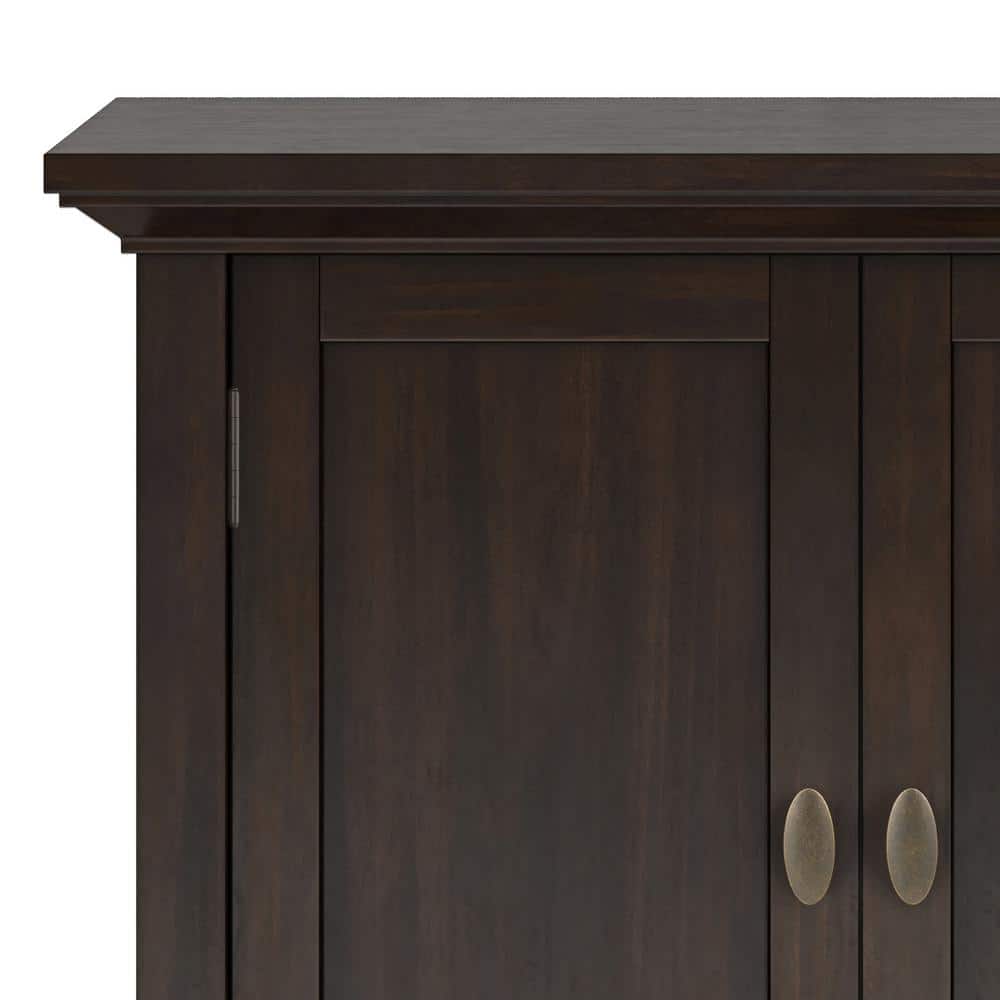 Brunette Brown Solid Wood Office Storage Cabinet with Adjustable Shelving