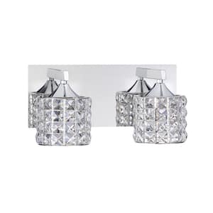 LUSTRA 12 in. 2 Light Chrome, Clear Vanity Light with Clear Metal, Glass Shade