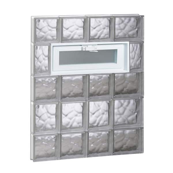 Clearly Secure 25 in. x 32.75 in. x 3.125 in. Frameless Wave Pattern Vented Glass Block Window