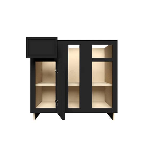Slim Shaker Assembled 36 in. W x 34.5 in. H x 24 in. D Blind Corner Base Kitchen Cabinet in Black