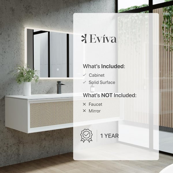 Eviva Nets 39 in. W x 20 in. D Natural Oak and White Wallmount Modern Bathroom Vanity with Solid Surface Integrated Sink Top