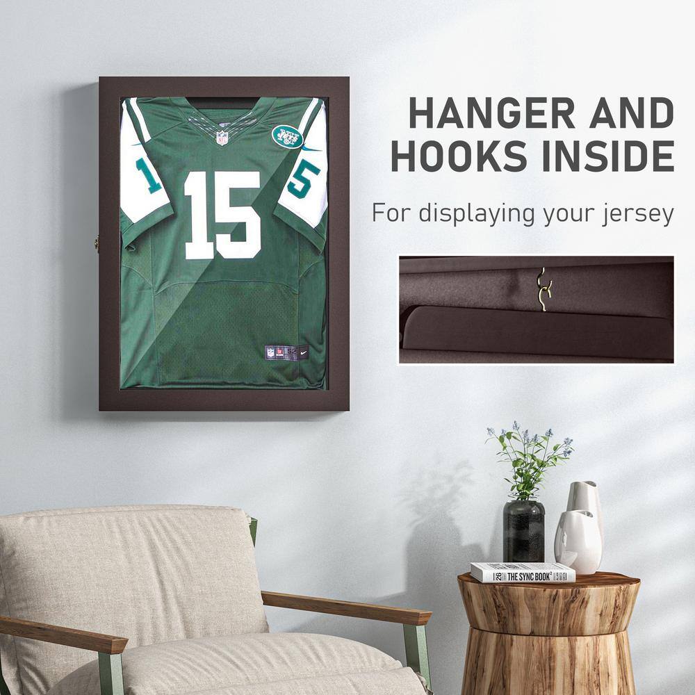 Brown Lockable Wall-Mounted Acrylic Jersey Display Case