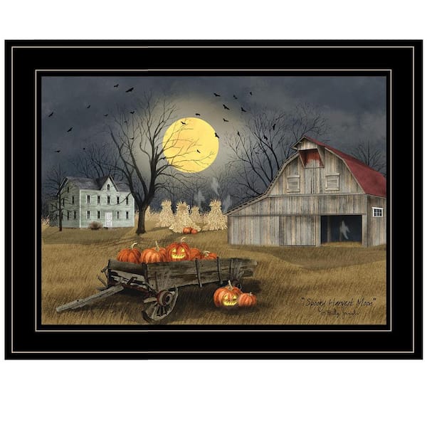 HomeRoots Charlie Spooky Harvest Moon 1-Piece Framed Wall Art 15 in. x 19 in.